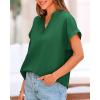 imageBTFBM Womens Summer Tops 2025 V Neck Short Sleeve Tshirt Loose Flowy Tunics Solid Color Dressy Casual Blouse ShirtsDark Green