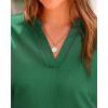 imageBTFBM Womens Summer Tops 2025 V Neck Short Sleeve Tshirt Loose Flowy Tunics Solid Color Dressy Casual Blouse ShirtsDark Green