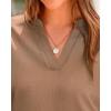 imageBTFBM Womens Summer Tops 2025 V Neck Short Sleeve Tshirt Loose Flowy Tunics Solid Color Dressy Casual Blouse ShirtsKhaki