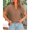 imageBTFBM Womens Summer Tops 2025 V Neck Short Sleeve Tshirt Loose Flowy Tunics Solid Color Dressy Casual Blouse ShirtsKhaki