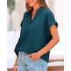 imageBTFBM Womens Summer Tops 2025 V Neck Short Sleeve Tshirt Loose Flowy Tunics Solid Color Dressy Casual Blouse ShirtsLake Blue