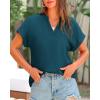 imageBTFBM Womens Summer Tops 2025 V Neck Short Sleeve Tshirt Loose Flowy Tunics Solid Color Dressy Casual Blouse ShirtsLake Blue