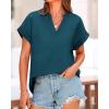 imageBTFBM Womens Summer Tops 2025 V Neck Short Sleeve Tshirt Loose Flowy Tunics Solid Color Dressy Casual Blouse ShirtsLake Blue