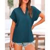 imageBTFBM Womens Summer Tops 2025 V Neck Short Sleeve Tshirt Loose Flowy Tunics Solid Color Dressy Casual Blouse ShirtsLake Blue