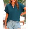 imageBTFBM Womens Summer Tops 2025 V Neck Short Sleeve Tshirt Loose Flowy Tunics Solid Color Dressy Casual Blouse ShirtsLake Blue