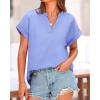 imageBTFBM Womens Summer Tops 2025 V Neck Short Sleeve Tshirt Loose Flowy Tunics Solid Color Dressy Casual Blouse ShirtsLight Blue
