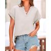 imageBTFBM Womens Summer Tops 2025 V Neck Short Sleeve Tshirt Loose Flowy Tunics Solid Color Dressy Casual Blouse ShirtsLight Grey