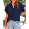 imageBTFBM Womens Summer Tops 2025 V Neck Short Sleeve Tshirt Loose Flowy Tunics Solid Color Dressy Casual Blouse ShirtsNavy