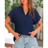 imageBTFBM Womens Summer Tops 2025 V Neck Short Sleeve Tshirt Loose Flowy Tunics Solid Color Dressy Casual Blouse ShirtsNavy