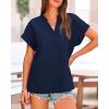 imageBTFBM Womens Summer Tops 2025 V Neck Short Sleeve Tshirt Loose Flowy Tunics Solid Color Dressy Casual Blouse ShirtsNavy