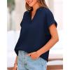 imageBTFBM Womens Summer Tops 2025 V Neck Short Sleeve Tshirt Loose Flowy Tunics Solid Color Dressy Casual Blouse ShirtsNavy