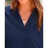 imageBTFBM Womens Summer Tops 2025 V Neck Short Sleeve Tshirt Loose Flowy Tunics Solid Color Dressy Casual Blouse ShirtsNavy