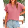 imageBTFBM Womens Summer Tops 2025 V Neck Short Sleeve Tshirt Loose Flowy Tunics Solid Color Dressy Casual Blouse ShirtsPink