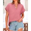 imageBTFBM Womens Summer Tops 2025 V Neck Short Sleeve Tshirt Loose Flowy Tunics Solid Color Dressy Casual Blouse ShirtsPink