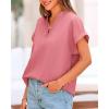 imageBTFBM Womens Summer Tops 2025 V Neck Short Sleeve Tshirt Loose Flowy Tunics Solid Color Dressy Casual Blouse ShirtsPink
