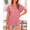 imageBTFBM Womens Summer Tops 2025 V Neck Short Sleeve Tshirt Loose Flowy Tunics Solid Color Dressy Casual Blouse ShirtsPink