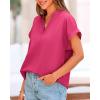 imageBTFBM Womens Summer Tops 2025 V Neck Short Sleeve Tshirt Loose Flowy Tunics Solid Color Dressy Casual Blouse ShirtsRose Red