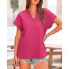 imageBTFBM Womens Summer Tops 2025 V Neck Short Sleeve Tshirt Loose Flowy Tunics Solid Color Dressy Casual Blouse ShirtsRose Red