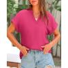 imageBTFBM Womens Summer Tops 2025 V Neck Short Sleeve Tshirt Loose Flowy Tunics Solid Color Dressy Casual Blouse ShirtsRose Red