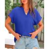 imageBTFBM Womens Summer Tops 2025 V Neck Short Sleeve Tshirt Loose Flowy Tunics Solid Color Dressy Casual Blouse ShirtsRoyal Blue