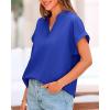 imageBTFBM Womens Summer Tops 2025 V Neck Short Sleeve Tshirt Loose Flowy Tunics Solid Color Dressy Casual Blouse ShirtsRoyal Blue