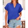 imageBTFBM Womens Summer Tops 2025 V Neck Short Sleeve Tshirt Loose Flowy Tunics Solid Color Dressy Casual Blouse ShirtsRoyal Blue