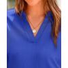 imageBTFBM Womens Summer Tops 2025 V Neck Short Sleeve Tshirt Loose Flowy Tunics Solid Color Dressy Casual Blouse ShirtsRoyal Blue