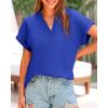 imageBTFBM Womens Summer Tops 2025 V Neck Short Sleeve Tshirt Loose Flowy Tunics Solid Color Dressy Casual Blouse ShirtsRoyal Blue