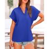 imageBTFBM Womens Summer Tops 2025 V Neck Short Sleeve Tshirt Loose Flowy Tunics Solid Color Dressy Casual Blouse ShirtsRoyal Blue