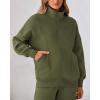 imageBTFBM Womens Sweatsuits 2 Piece Set 2025 Fleece Long Sleeve Zip Up Sweatshirt Sweatpants Winter Fall Outfits Jogger SetsArmy Green
