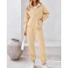 imageBTFBM Womens Sweatsuits 2 Piece Set 2025 Fleece Long Sleeve Zip Up Sweatshirt Sweatpants Winter Fall Outfits Jogger SetsBeige