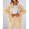 imageBTFBM Womens Sweatsuits 2 Piece Set 2025 Fleece Long Sleeve Zip Up Sweatshirt Sweatpants Winter Fall Outfits Jogger SetsBeige