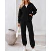 imageBTFBM Womens Sweatsuits 2 Piece Set 2025 Fleece Long Sleeve Zip Up Sweatshirt Sweatpants Winter Fall Outfits Jogger SetsBlack