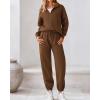 imageBTFBM Womens Sweatsuits 2 Piece Set 2025 Fleece Long Sleeve Zip Up Sweatshirt Sweatpants Winter Fall Outfits Jogger SetsBrown