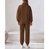 imageBTFBM Womens Sweatsuits 2 Piece Set 2025 Fleece Long Sleeve Zip Up Sweatshirt Sweatpants Winter Fall Outfits Jogger SetsBrown