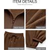 imageBTFBM Womens Sweatsuits 2 Piece Set 2025 Fleece Long Sleeve Zip Up Sweatshirt Sweatpants Winter Fall Outfits Jogger SetsBrown