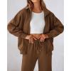 imageBTFBM Womens Sweatsuits 2 Piece Set 2025 Fleece Long Sleeve Zip Up Sweatshirt Sweatpants Winter Fall Outfits Jogger SetsBrown