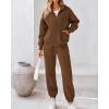 imageBTFBM Womens Sweatsuits 2 Piece Set 2025 Fleece Long Sleeve Zip Up Sweatshirt Sweatpants Winter Fall Outfits Jogger SetsBrown