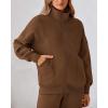 imageBTFBM Womens Sweatsuits 2 Piece Set 2025 Fleece Long Sleeve Zip Up Sweatshirt Sweatpants Winter Fall Outfits Jogger SetsBrown