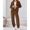 imageBTFBM Womens Sweatsuits 2 Piece Set 2025 Fleece Long Sleeve Zip Up Sweatshirt Sweatpants Winter Fall Outfits Jogger SetsBrown
