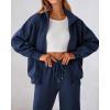 imageBTFBM Womens Sweatsuits 2 Piece Set 2025 Fleece Long Sleeve Zip Up Sweatshirt Sweatpants Winter Fall Outfits Jogger SetsDark Blue
