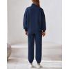imageBTFBM Womens Sweatsuits 2 Piece Set 2025 Fleece Long Sleeve Zip Up Sweatshirt Sweatpants Winter Fall Outfits Jogger SetsDark Blue