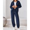 imageBTFBM Womens Sweatsuits 2 Piece Set 2025 Fleece Long Sleeve Zip Up Sweatshirt Sweatpants Winter Fall Outfits Jogger SetsDark Blue