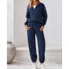 imageBTFBM Womens Sweatsuits 2 Piece Set 2025 Fleece Long Sleeve Zip Up Sweatshirt Sweatpants Winter Fall Outfits Jogger SetsDark Blue