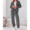 imageBTFBM Womens Sweatsuits 2 Piece Set 2025 Fleece Long Sleeve Zip Up Sweatshirt Sweatpants Winter Fall Outfits Jogger SetsDark Grey