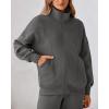 imageBTFBM Womens Sweatsuits 2 Piece Set 2025 Fleece Long Sleeve Zip Up Sweatshirt Sweatpants Winter Fall Outfits Jogger SetsDark Grey
