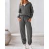 imageBTFBM Womens Sweatsuits 2 Piece Set 2025 Fleece Long Sleeve Zip Up Sweatshirt Sweatpants Winter Fall Outfits Jogger SetsDark Grey