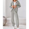 imageBTFBM Womens Sweatsuits 2 Piece Set 2025 Fleece Long Sleeve Zip Up Sweatshirt Sweatpants Winter Fall Outfits Jogger SetsGrey