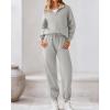 imageBTFBM Womens Sweatsuits 2 Piece Set 2025 Fleece Long Sleeve Zip Up Sweatshirt Sweatpants Winter Fall Outfits Jogger SetsGrey