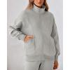 imageBTFBM Womens Sweatsuits 2 Piece Set 2025 Fleece Long Sleeve Zip Up Sweatshirt Sweatpants Winter Fall Outfits Jogger SetsGrey